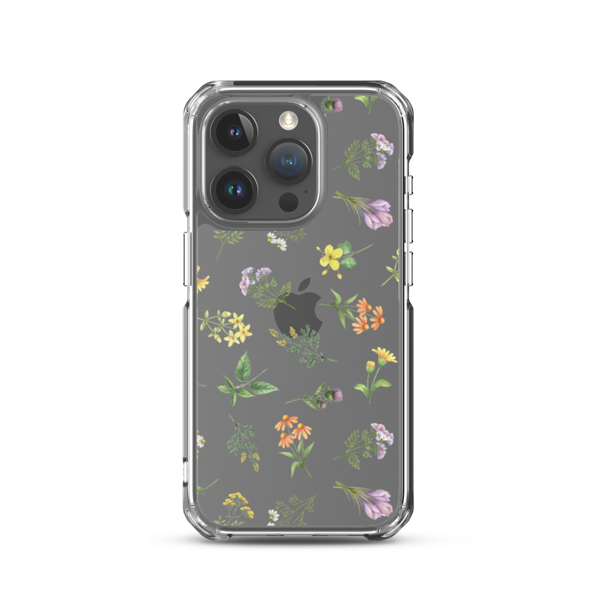 Floral Rain Clear iPhone Case iPhone 15 Pro