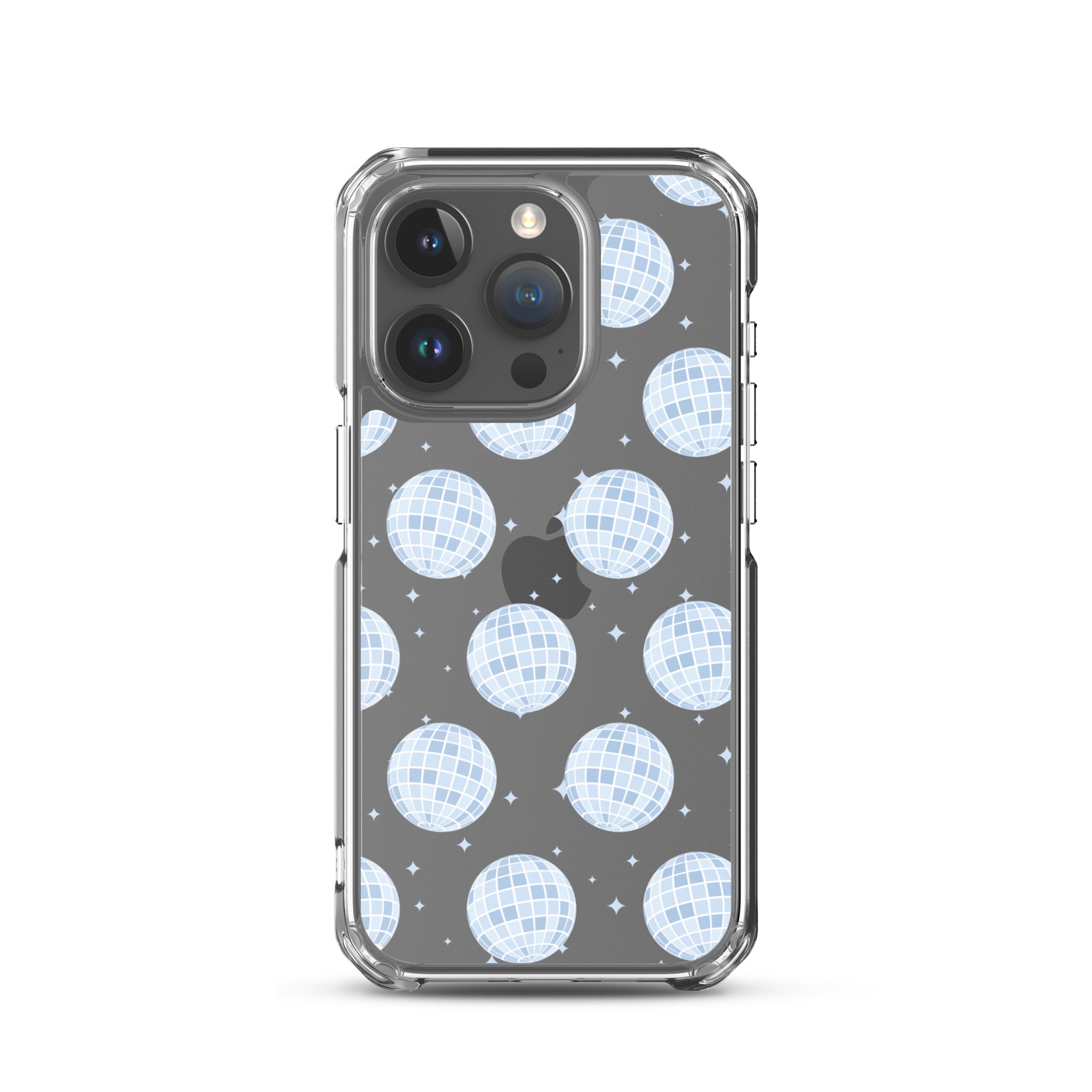 Light Blue Disco Balls Clear iPhone Case