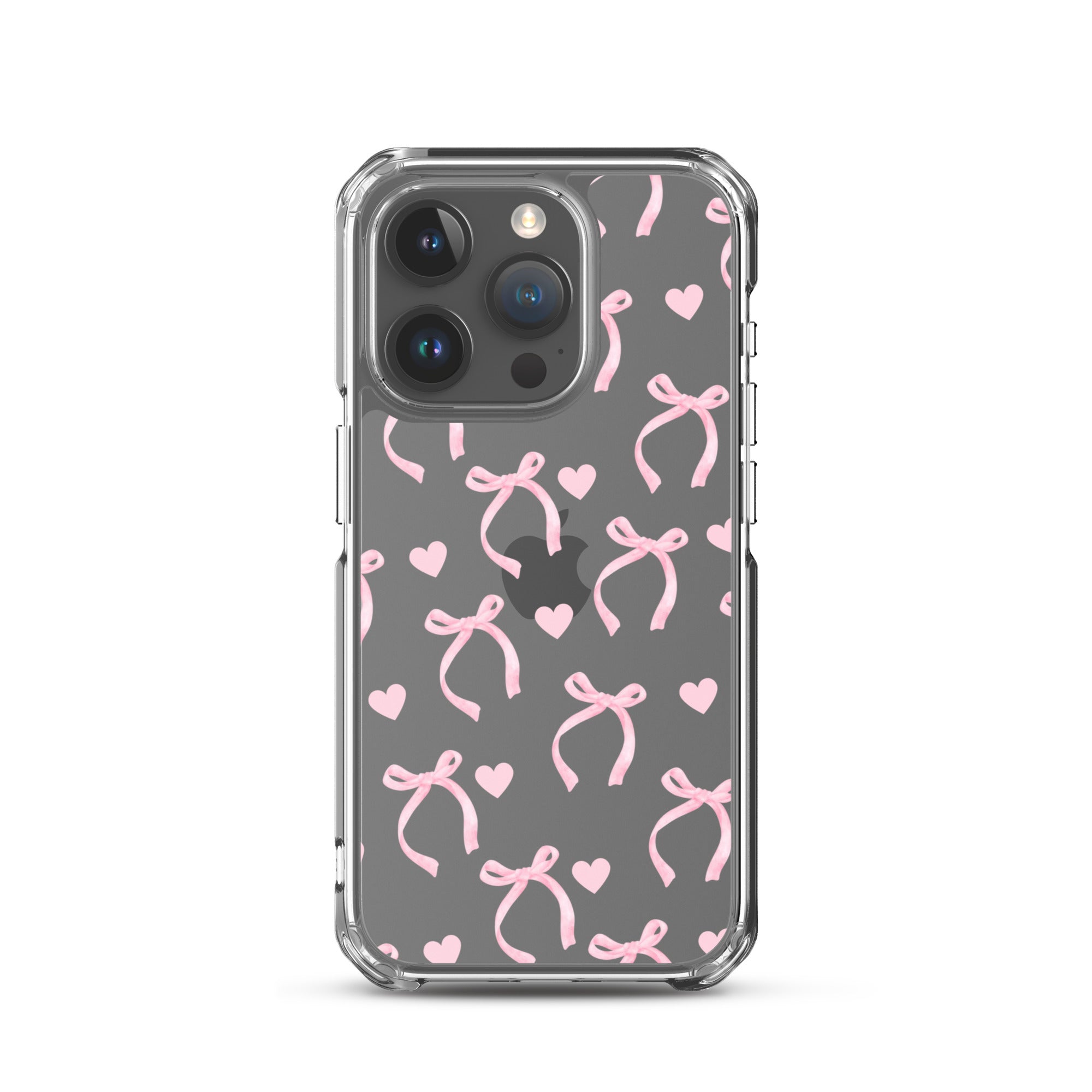 Pink Bows & Hearts Clear iPhone Case