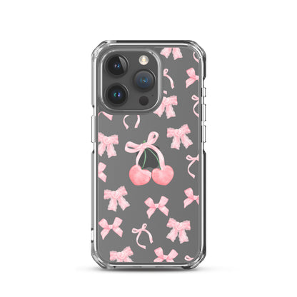 Cherry Bows Clear iPhone Case