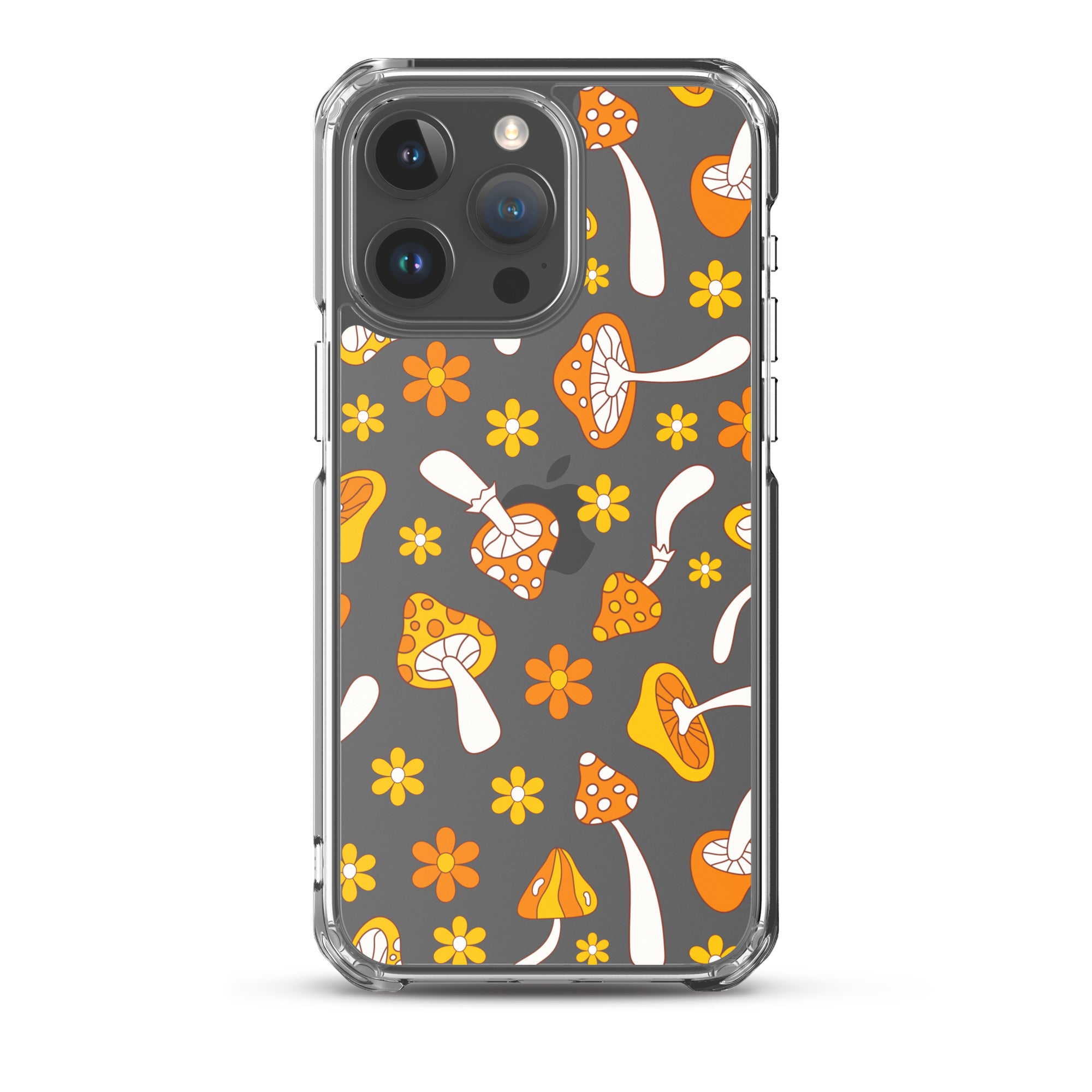 Retro Mushrooms Clear iPhone Case iPhone 15 Pro Max