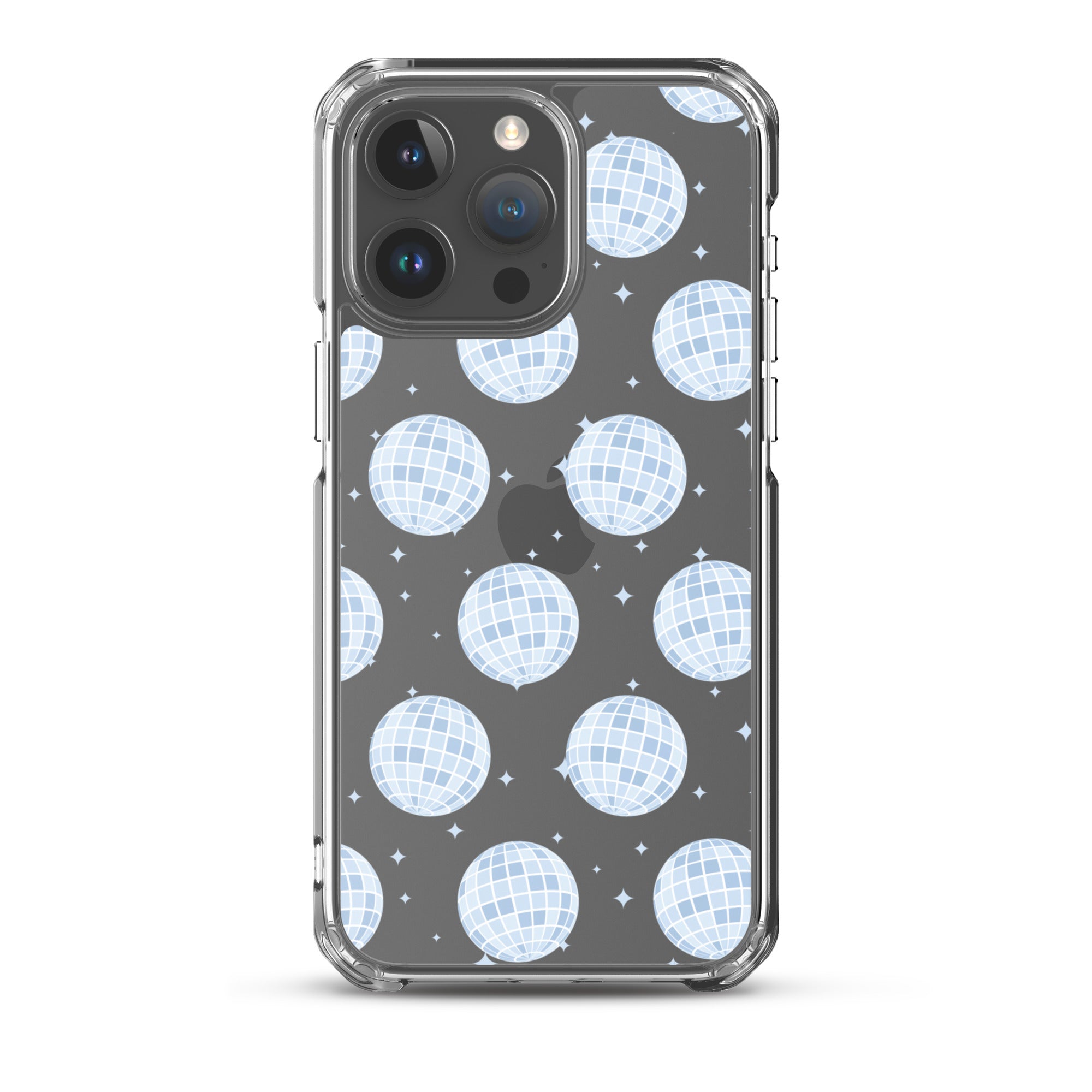 Light Blue Disco Balls Clear iPhone Case