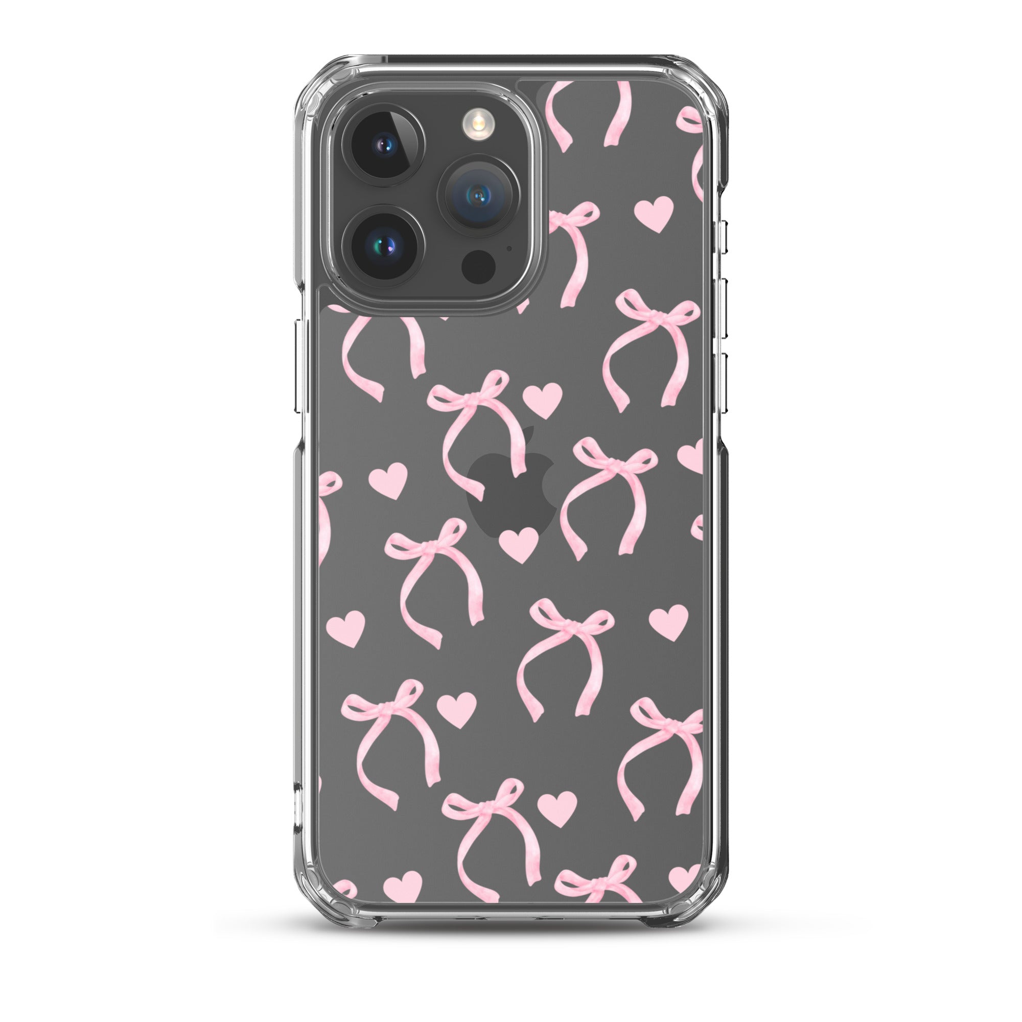 Pink Bows & Hearts Clear iPhone Case