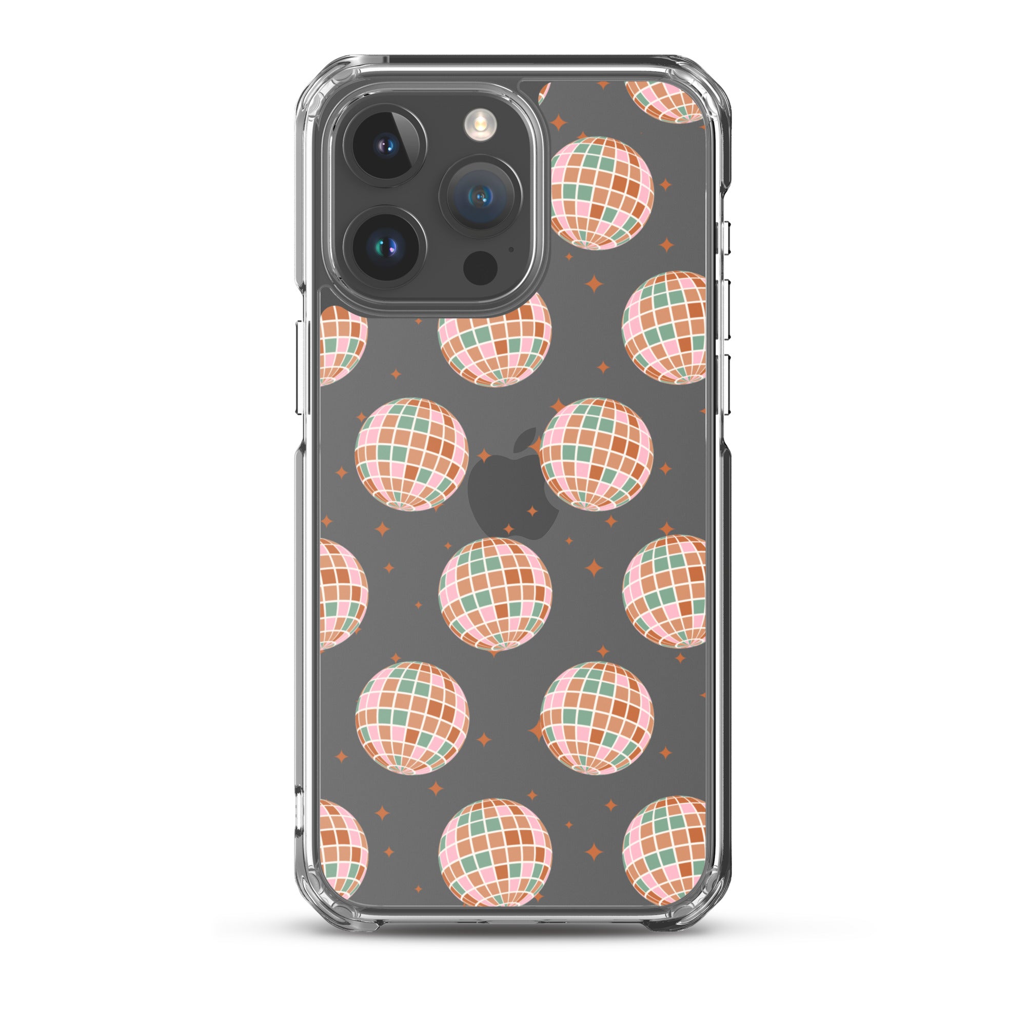 Brown Boho Disco Balls Clear iPhone Case