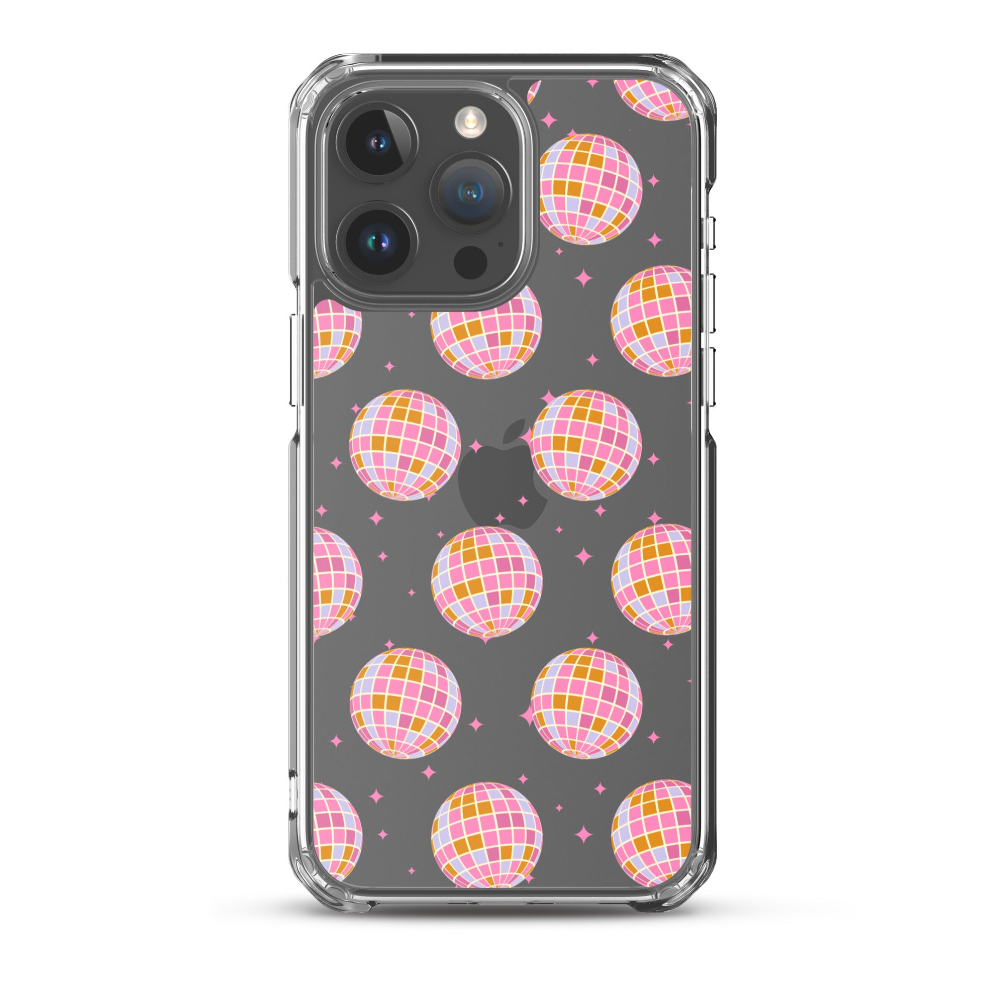 Pink & Blue Disco Balls Clear iPhone Case