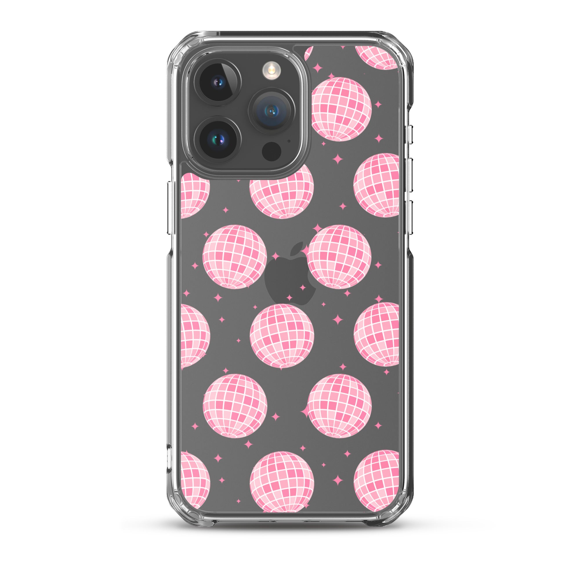 Pink Disco Balls Clear iPhone Case