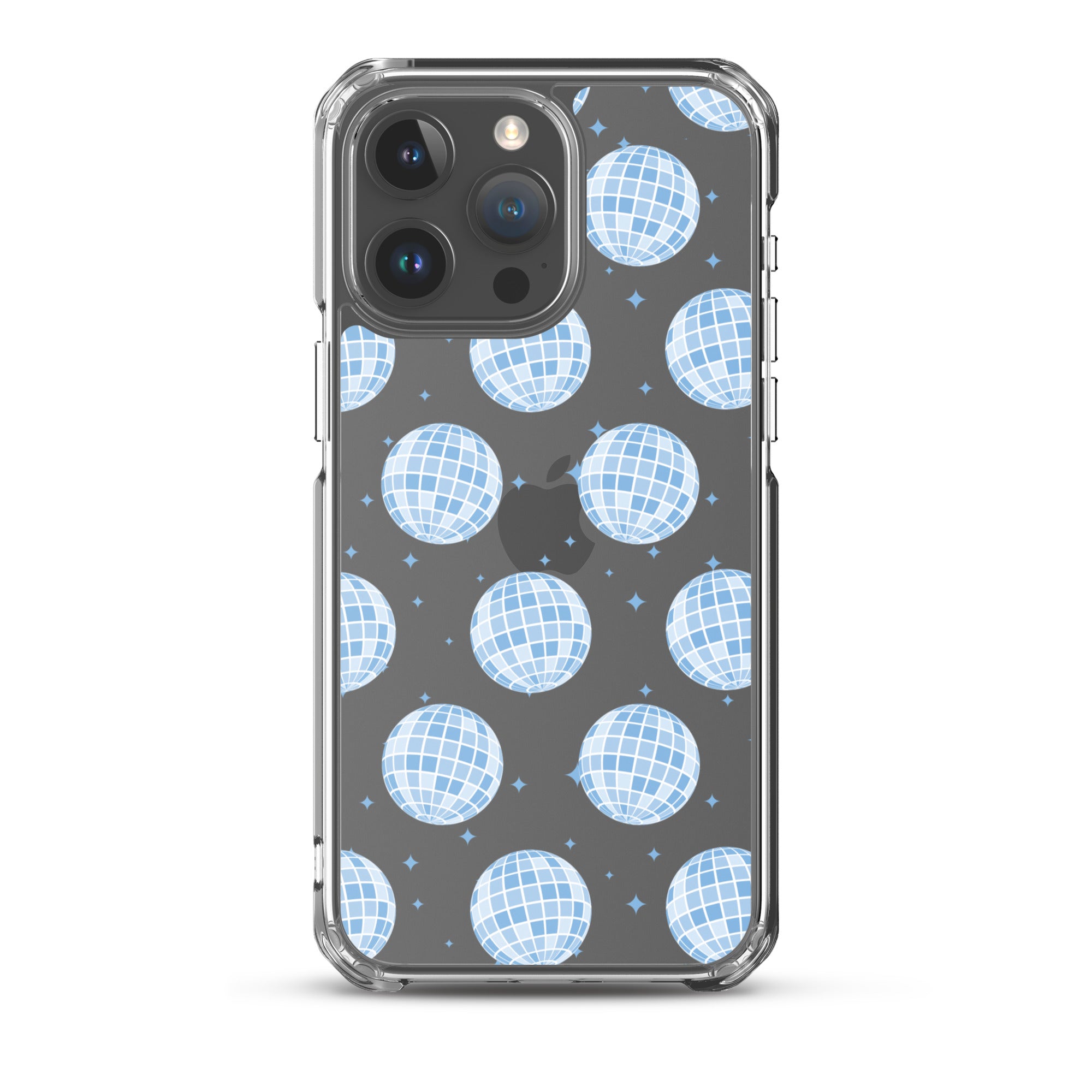 Blue Disco Balls Clear iPhone Case