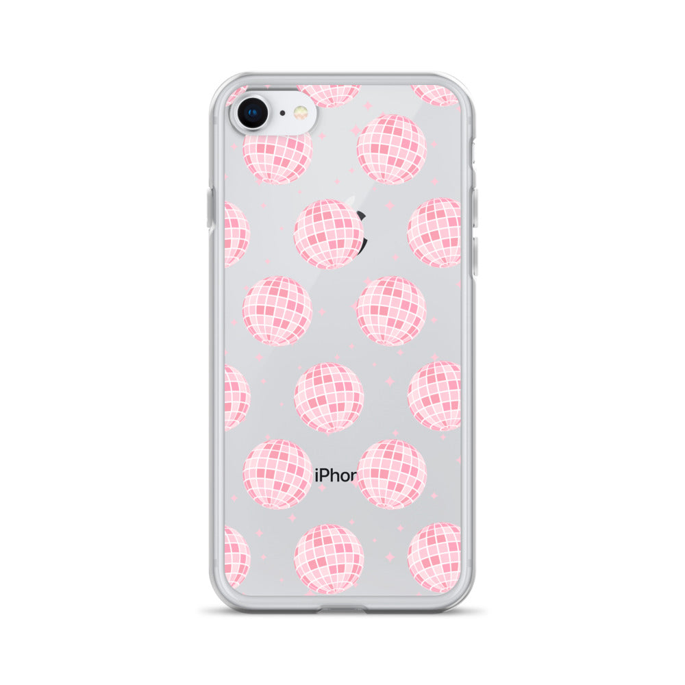 Light Pink Disco Balls Clear iPhone Case