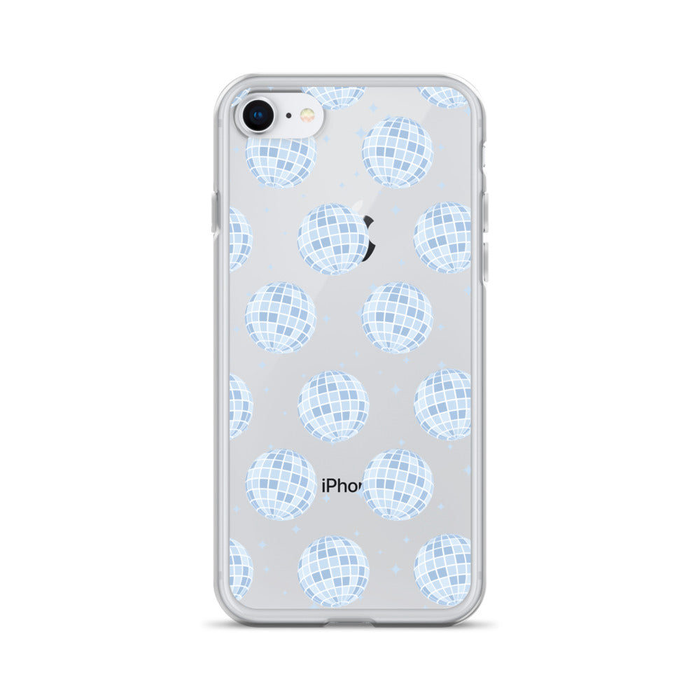Light Blue Disco Balls Clear iPhone Case