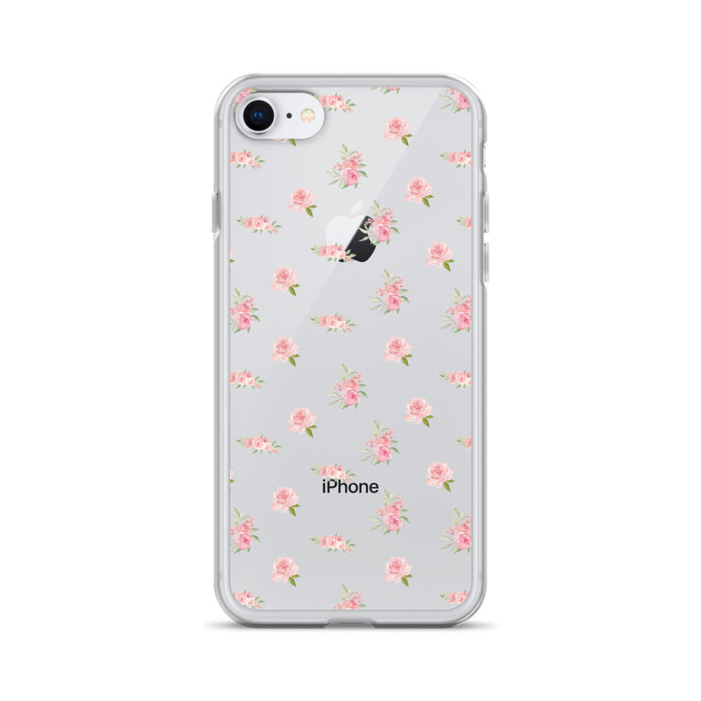 Pink Vintage Roses Clear iPhone Case