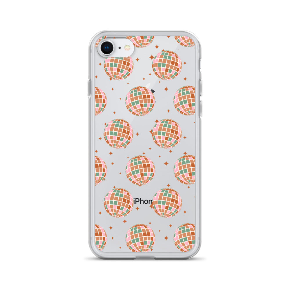 Brown Boho Disco Balls Clear iPhone Case