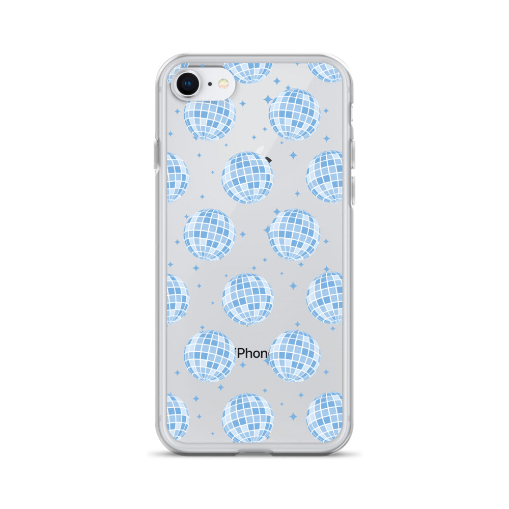 Blue Disco Balls Clear iPhone Case