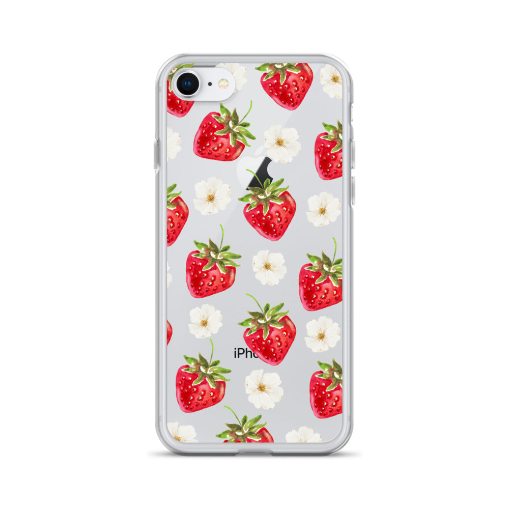 Strawberry Bloom Clear iPhone Case