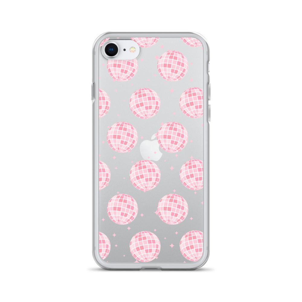 Light Pink Disco Balls Clear iPhone Case