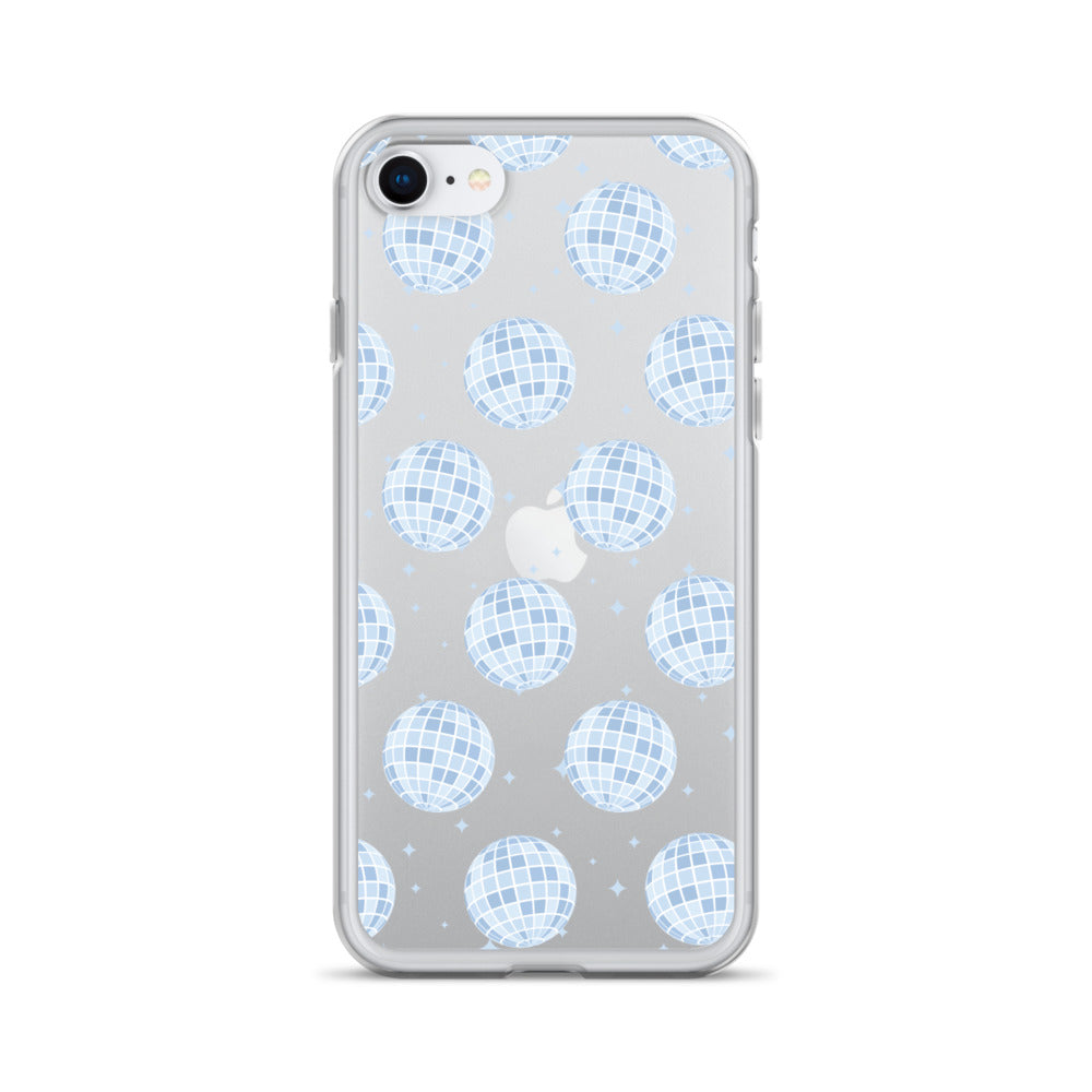 Blue Disco Balls Clear iPhone Case