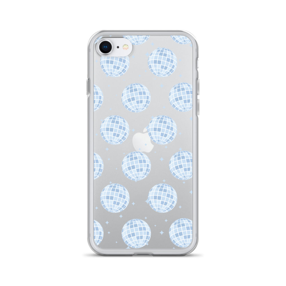 Light Blue Disco Balls Clear iPhone Case