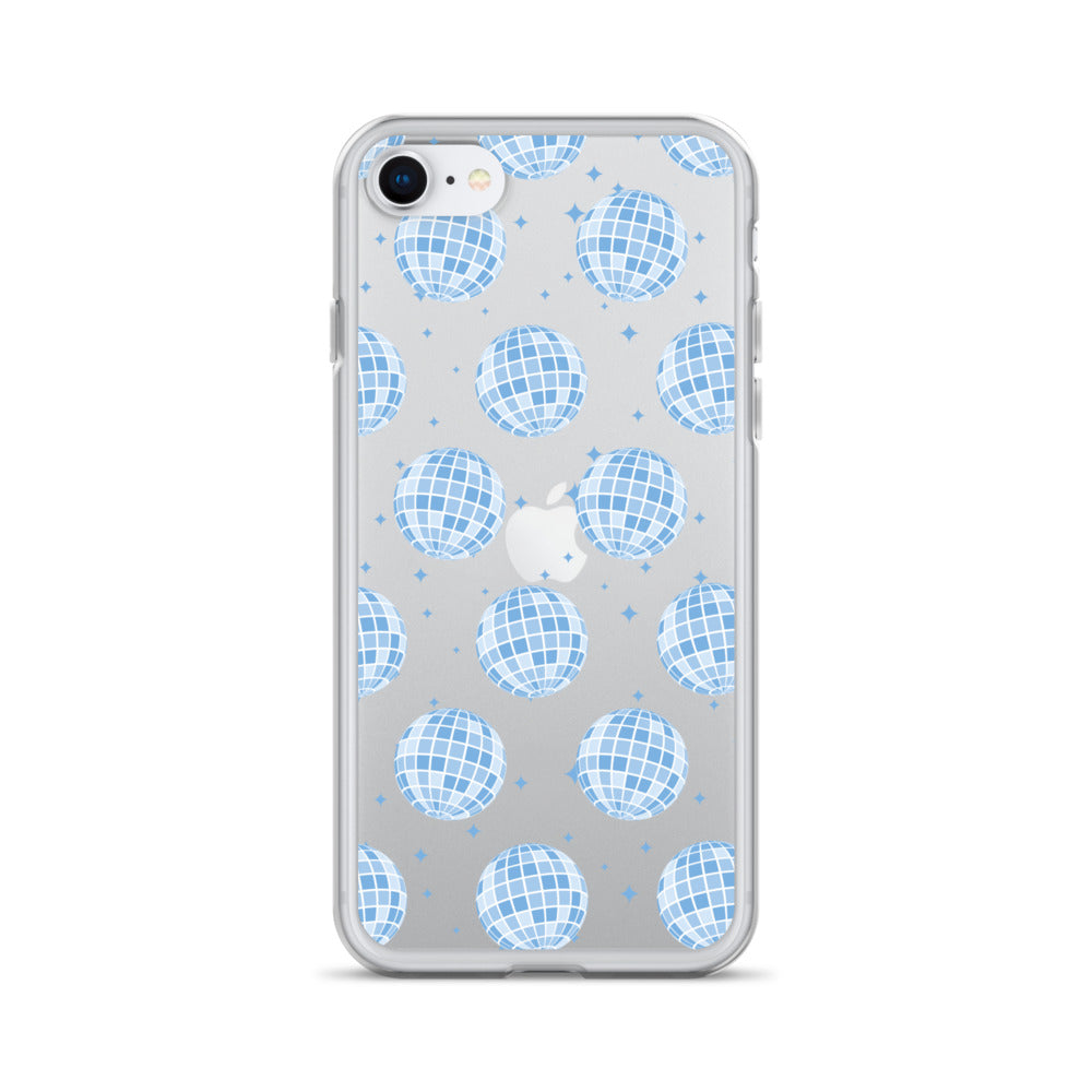 Blue Disco Balls Clear iPhone Case