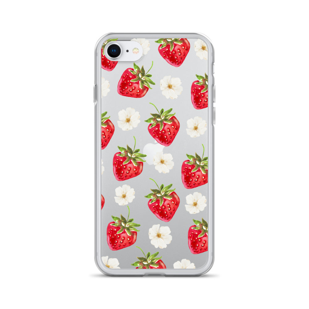 Strawberry Bloom Clear iPhone Case