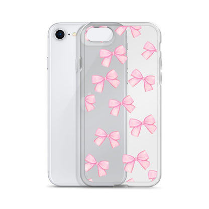 Pink Bows Clear iPhone Case