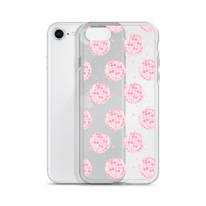 Pink Disco Balls Clear iPhone Case