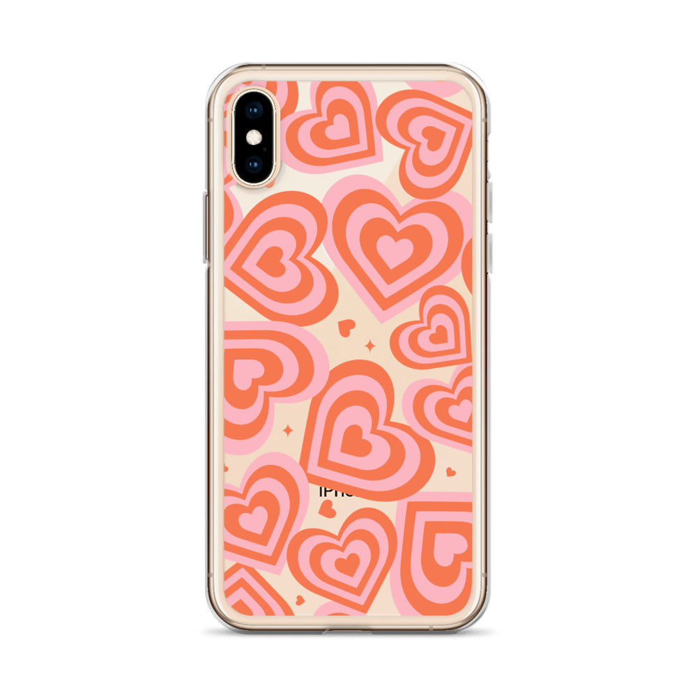 Pink & Red Hearts Clear iPhone Case