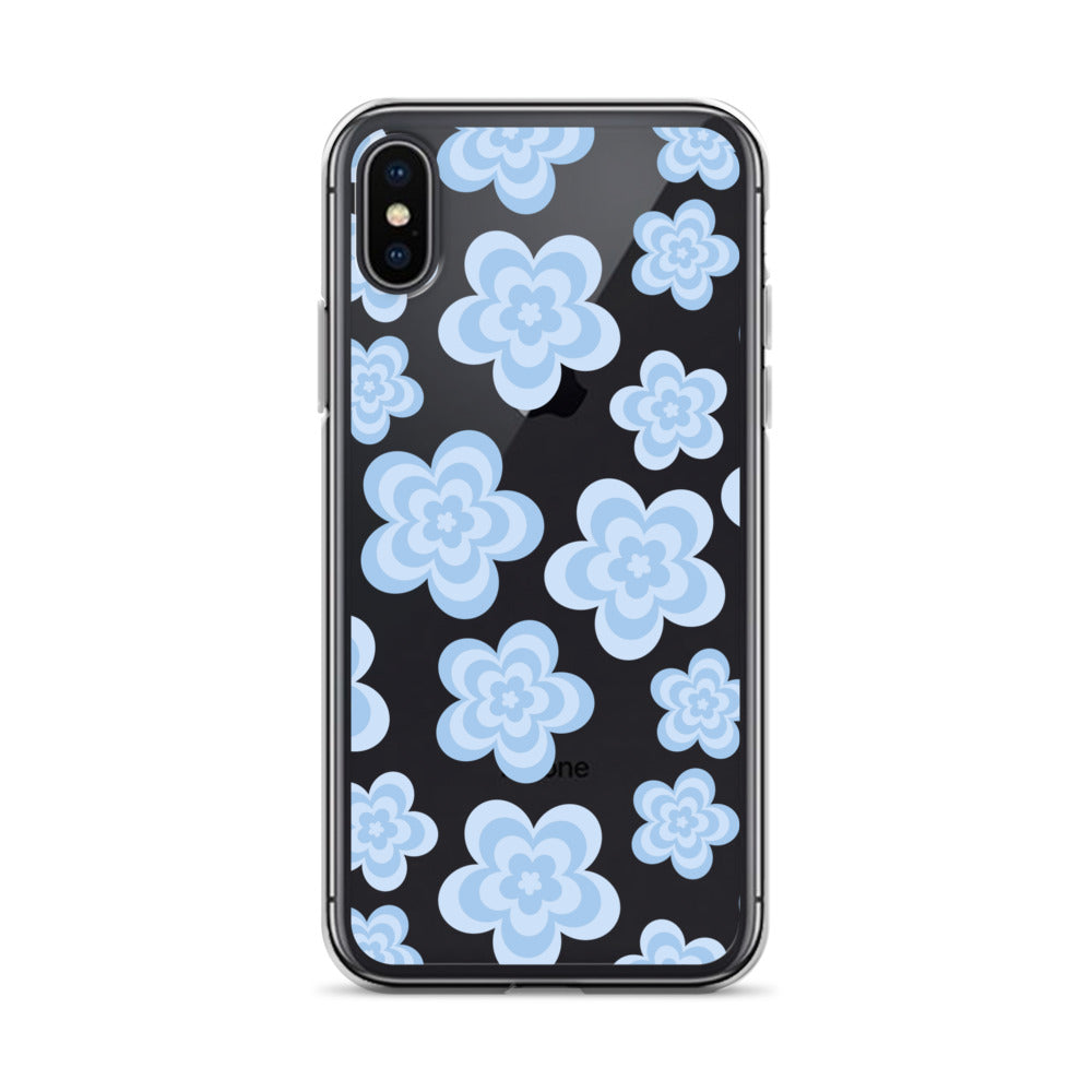 Blue Floral Clear iPhone Case