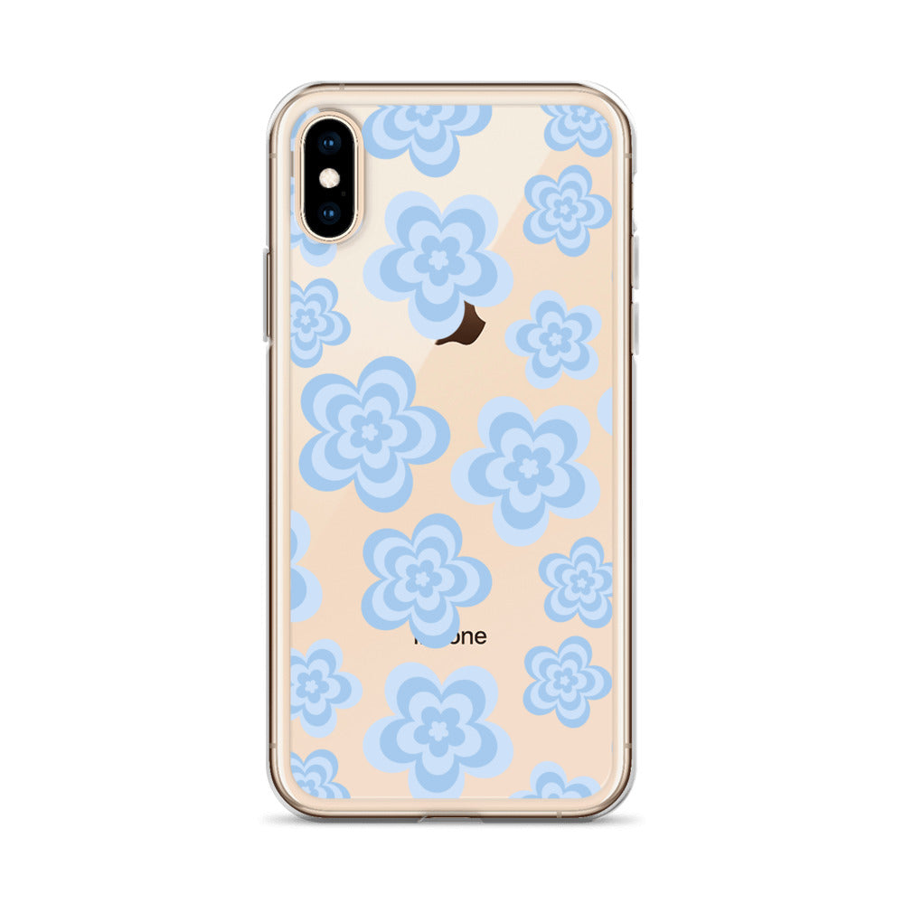 Blue Floral Clear iPhone Case