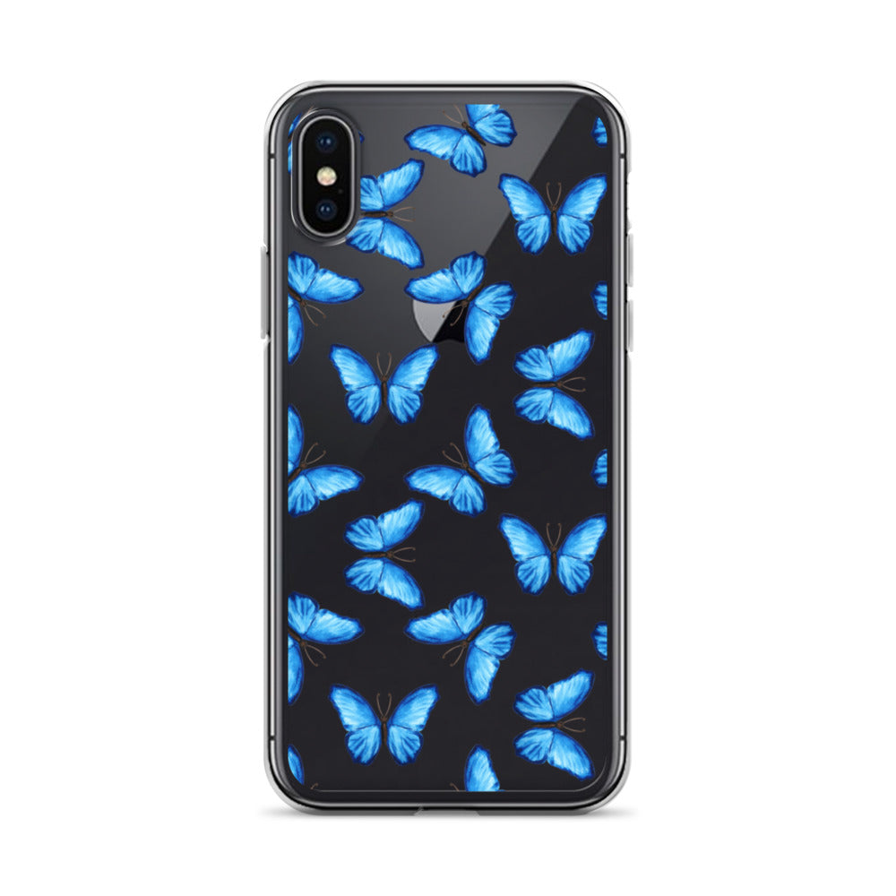 Blue Butterfly Clear iPhone Case