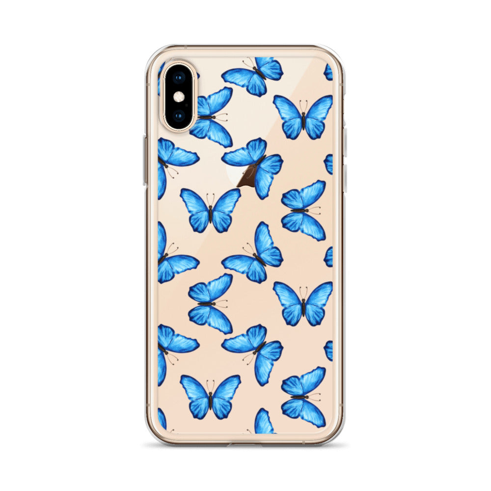 Blue Butterfly Clear iPhone Case
