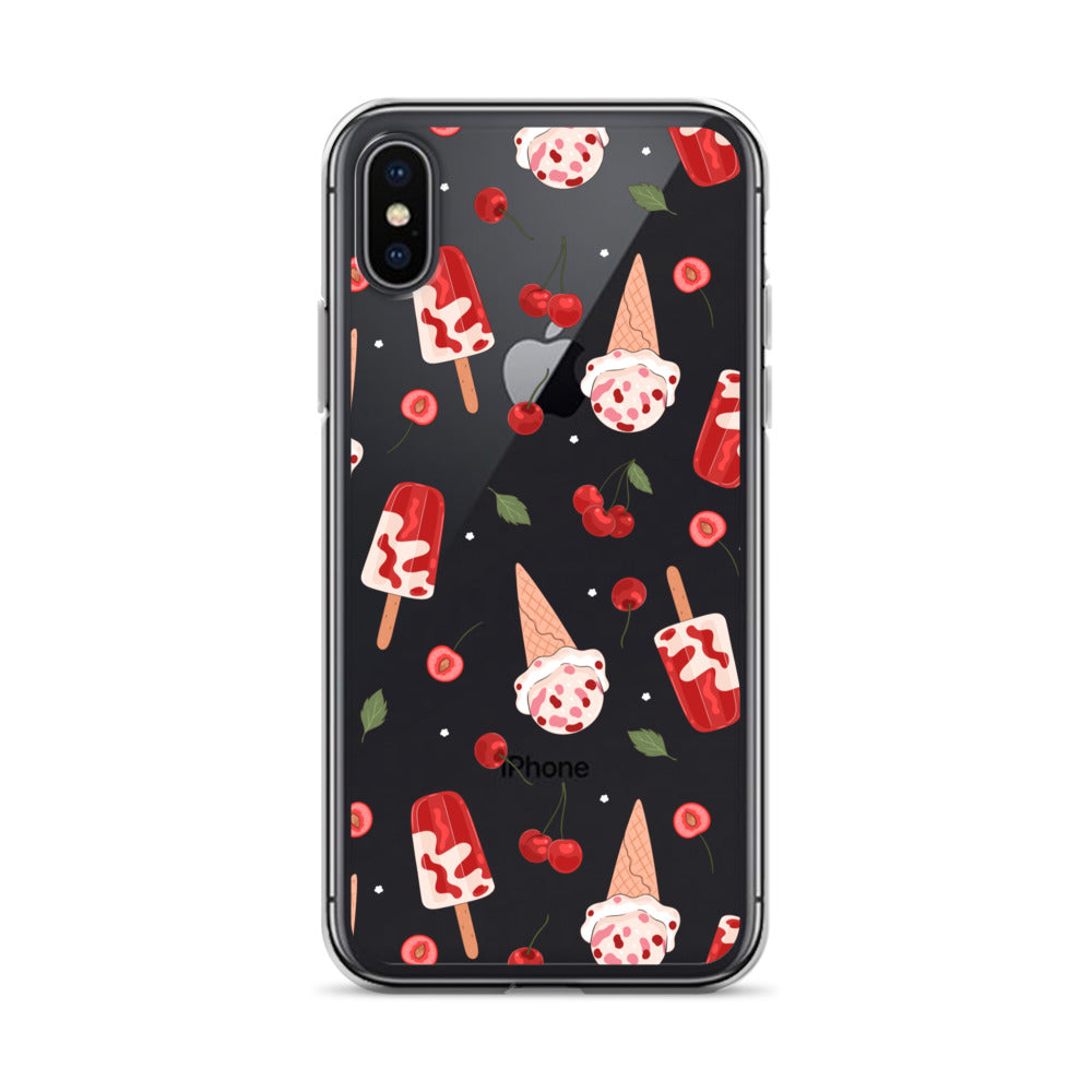 Cherry Ice Cream Clear iPhone Case