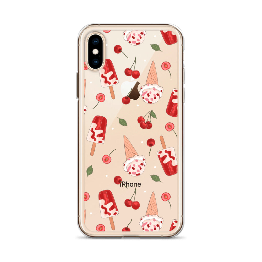 Cherry Ice Cream Clear iPhone Case