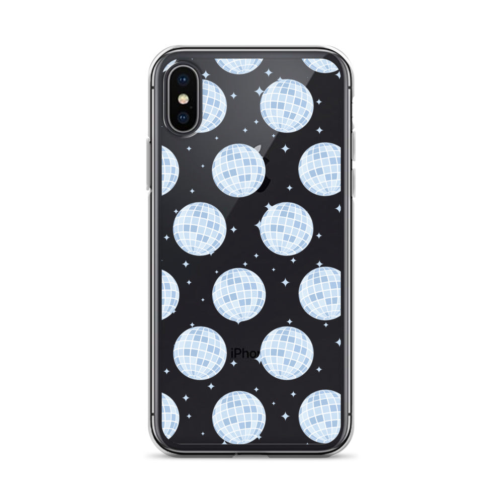 Light Blue Disco Balls Clear iPhone Case