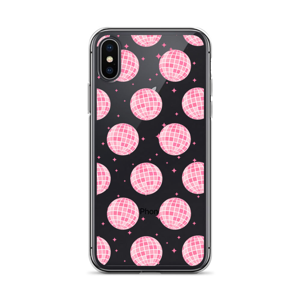 Pink Disco Balls Clear iPhone Case