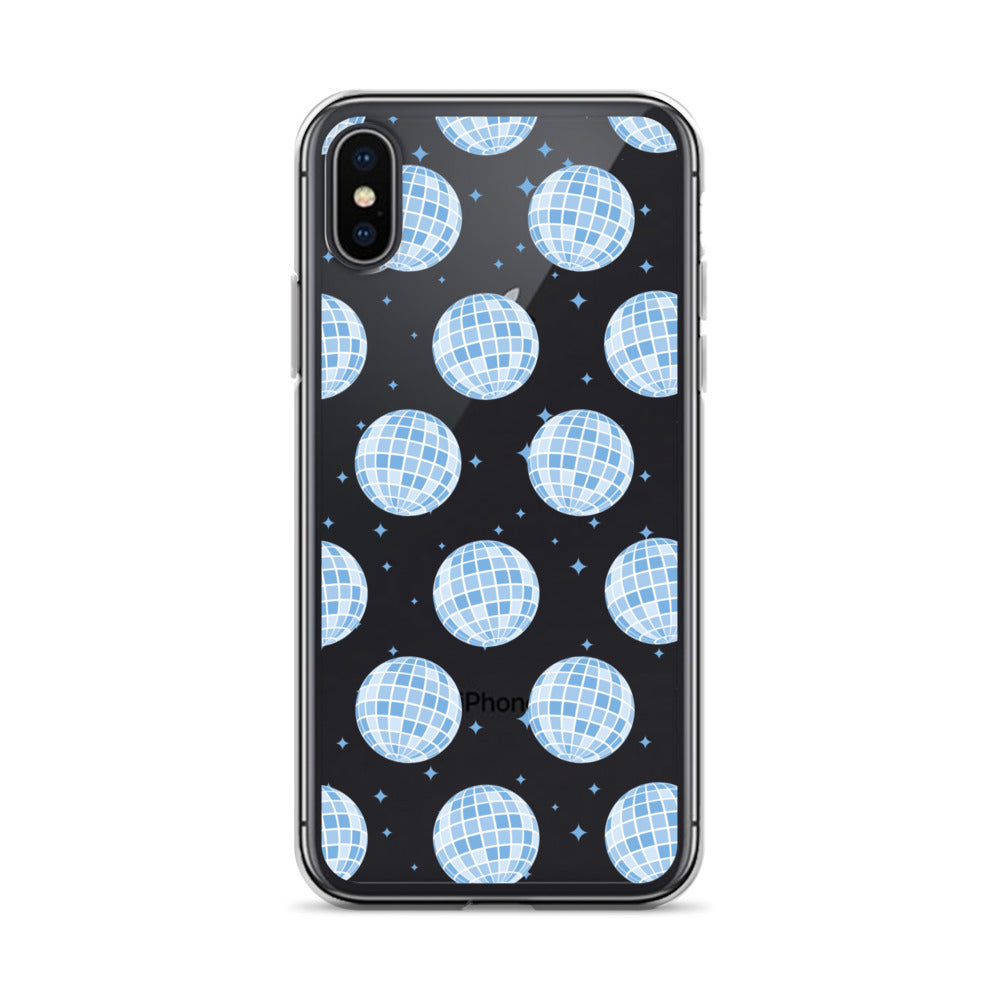 Blue Disco Balls Clear iPhone Case