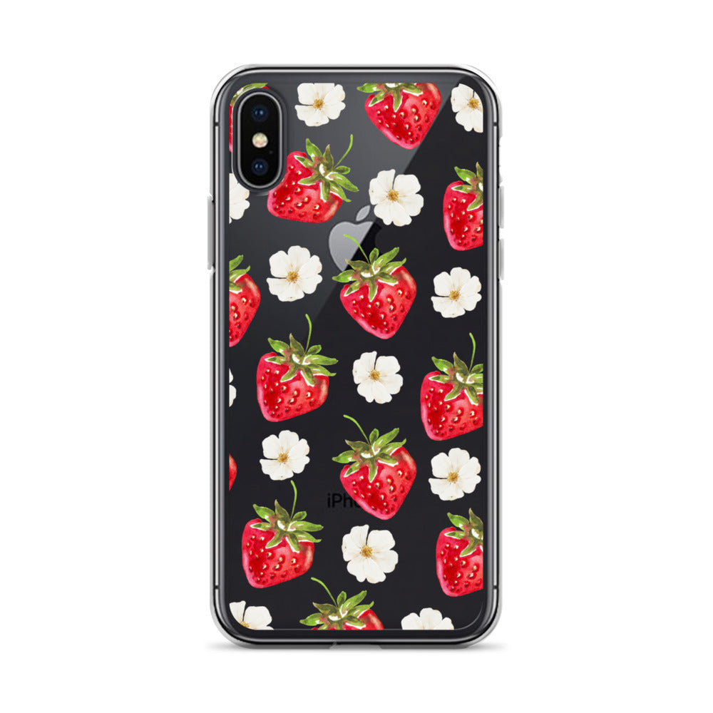 Strawberry Bloom Clear iPhone Case