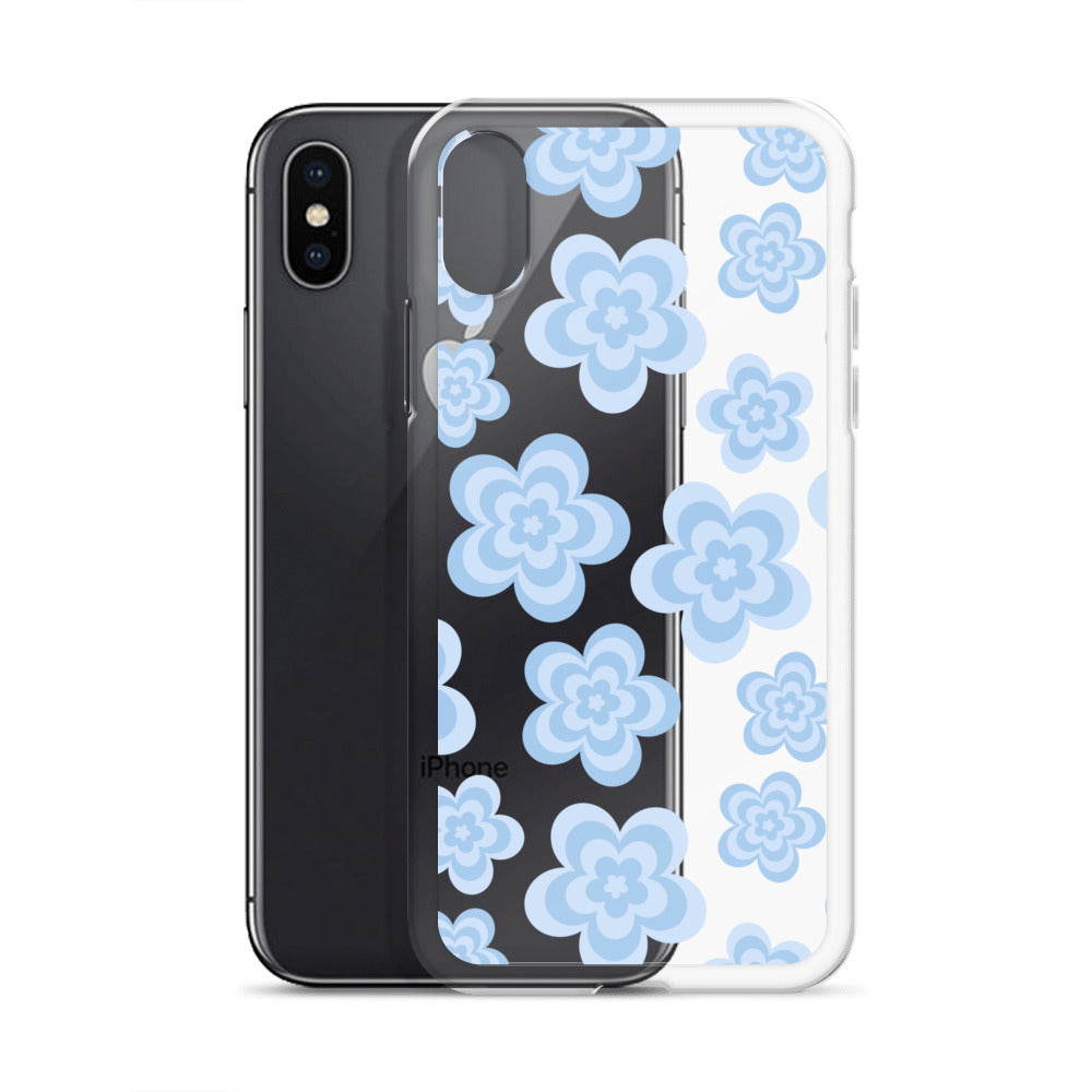 Blue Floral Clear iPhone Case