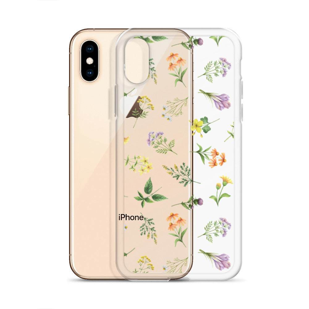 Floral Rain Clear iPhone Case