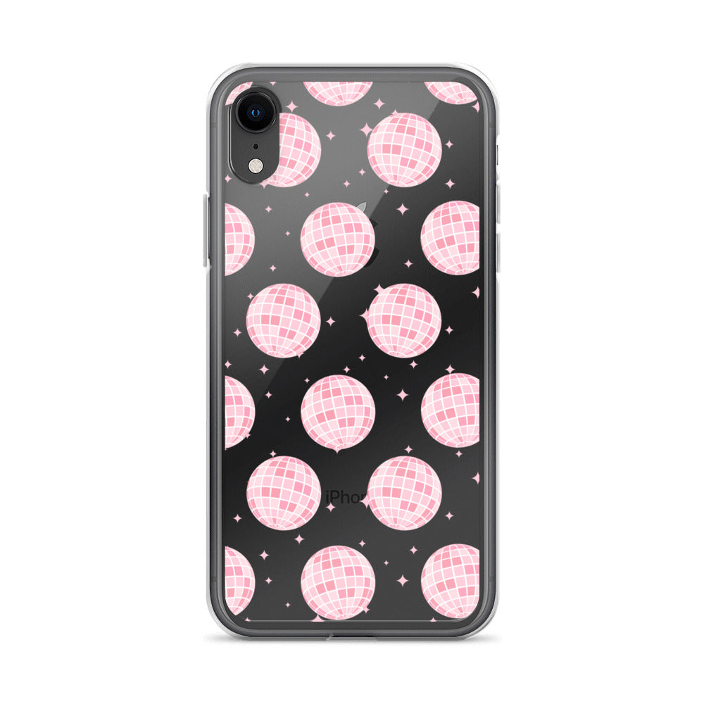 Light Pink Disco Balls Clear iPhone Case