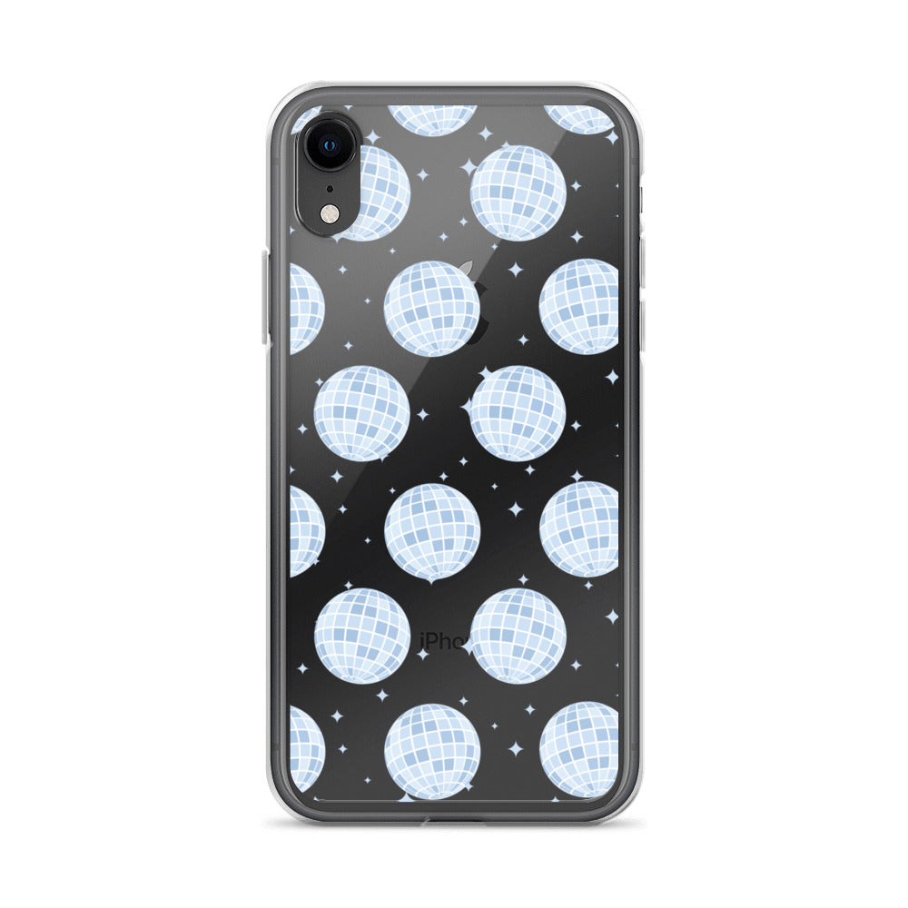 Light Blue Disco Balls Clear iPhone Case