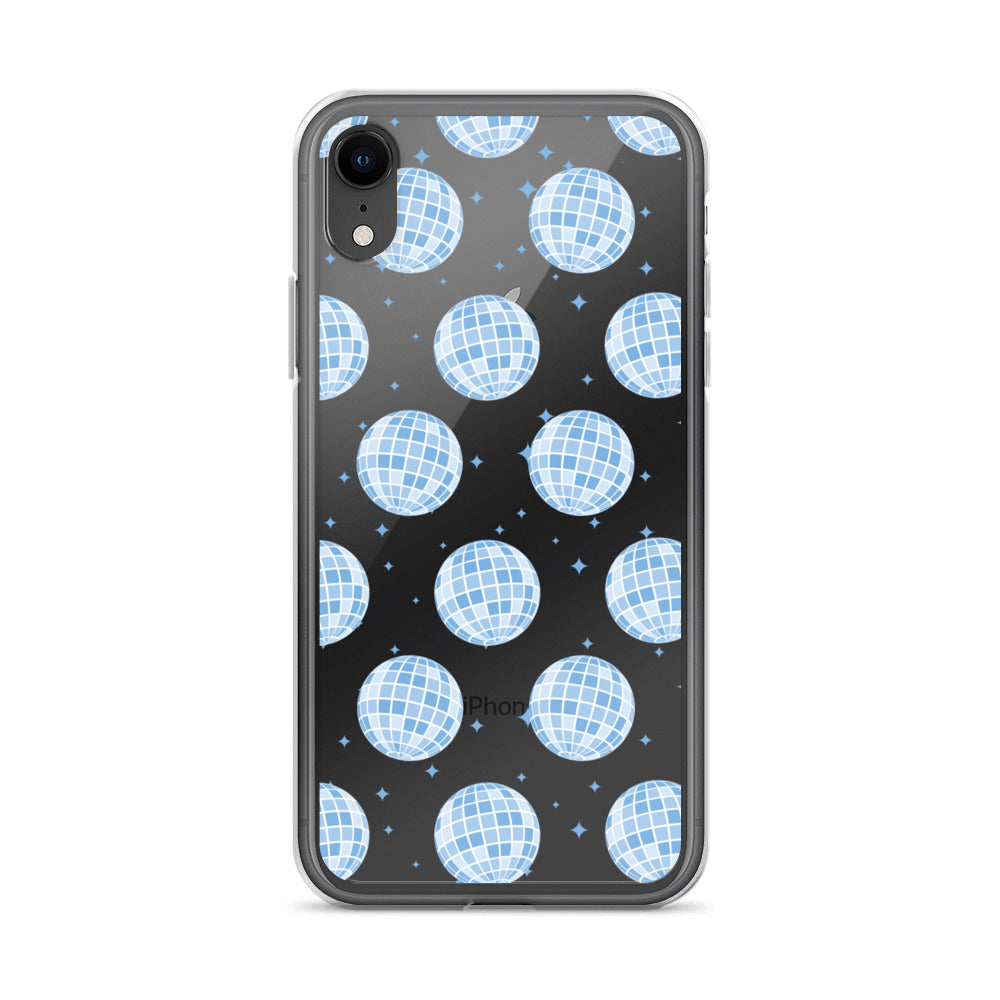 Blue Disco Balls Clear iPhone Case