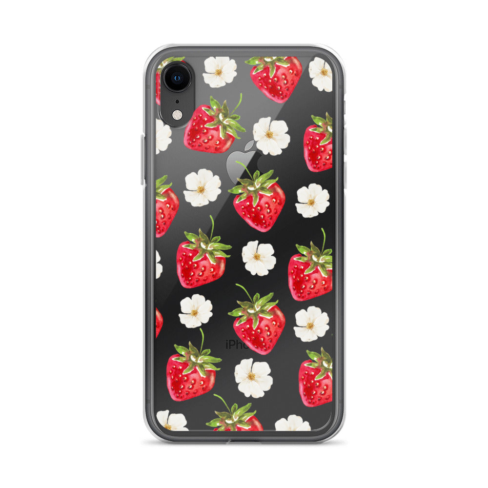 Strawberry Bloom Clear iPhone Case