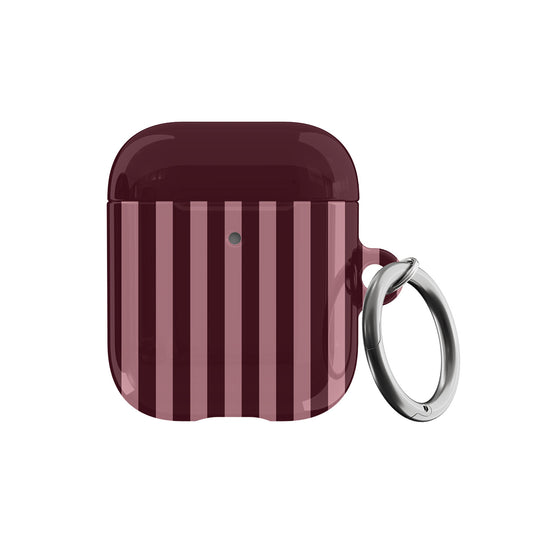 Burgundy & Pink Stripes AirPods Case