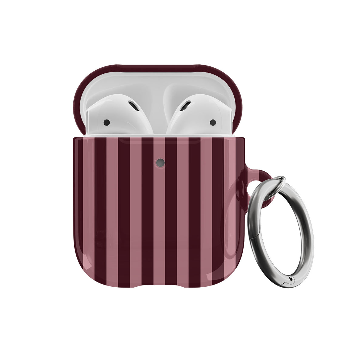 Burgundy & Pink Stripes AirPods Case