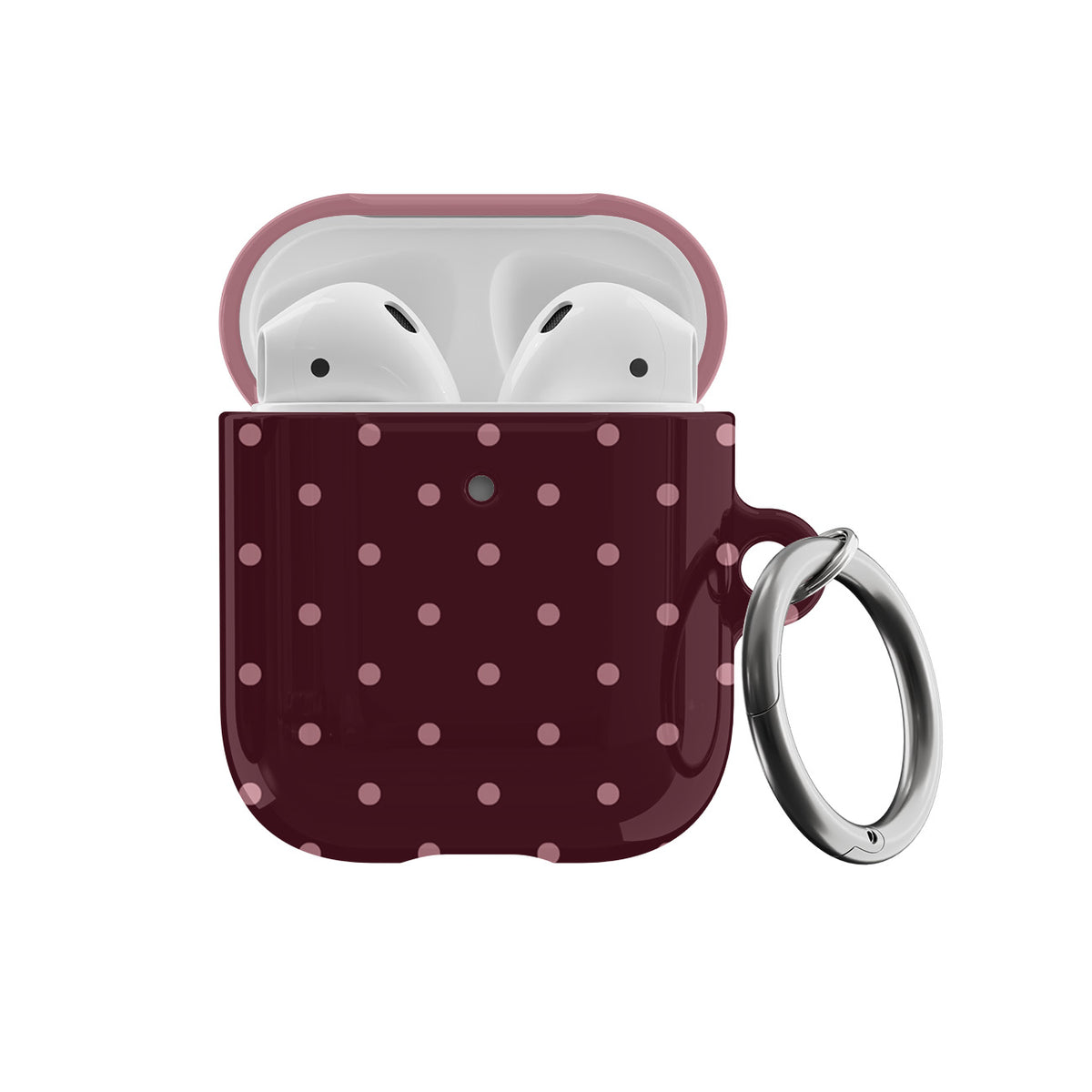 Burgundy & Pink Mini Dots AirPods Case