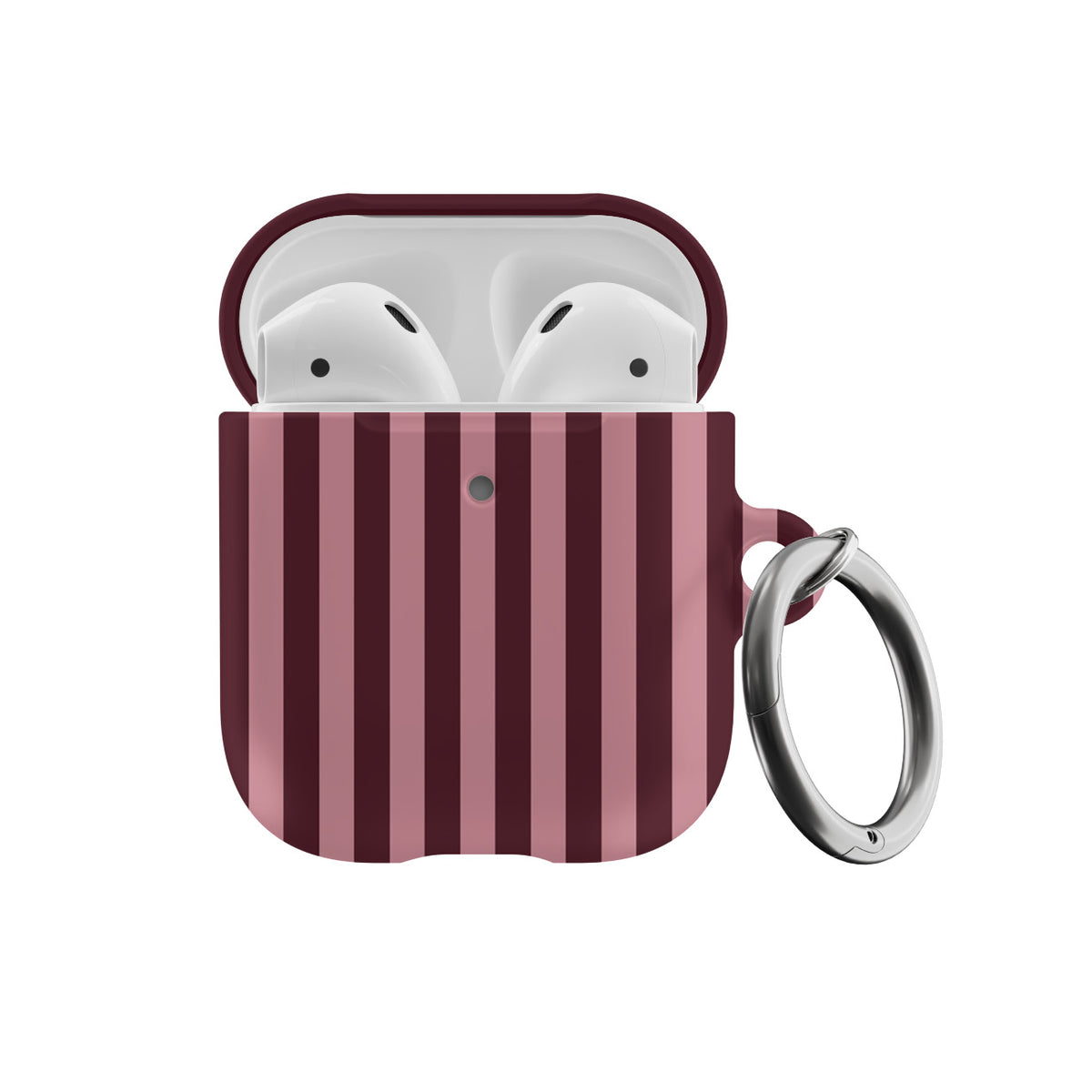 Burgundy & Pink Stripes AirPods Case