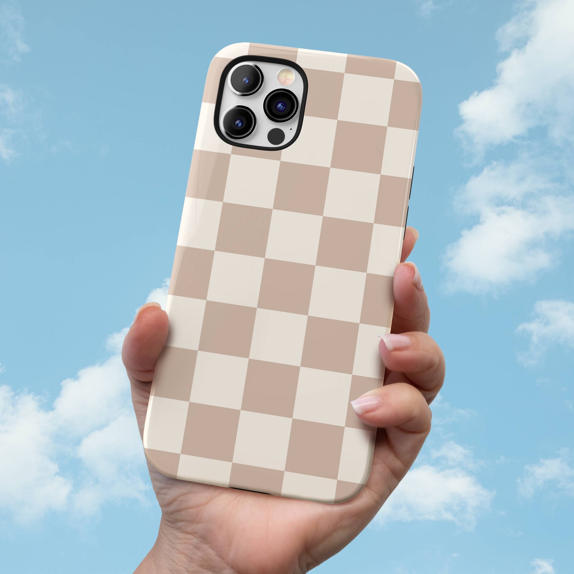 Neutral Checkered iPhone Case