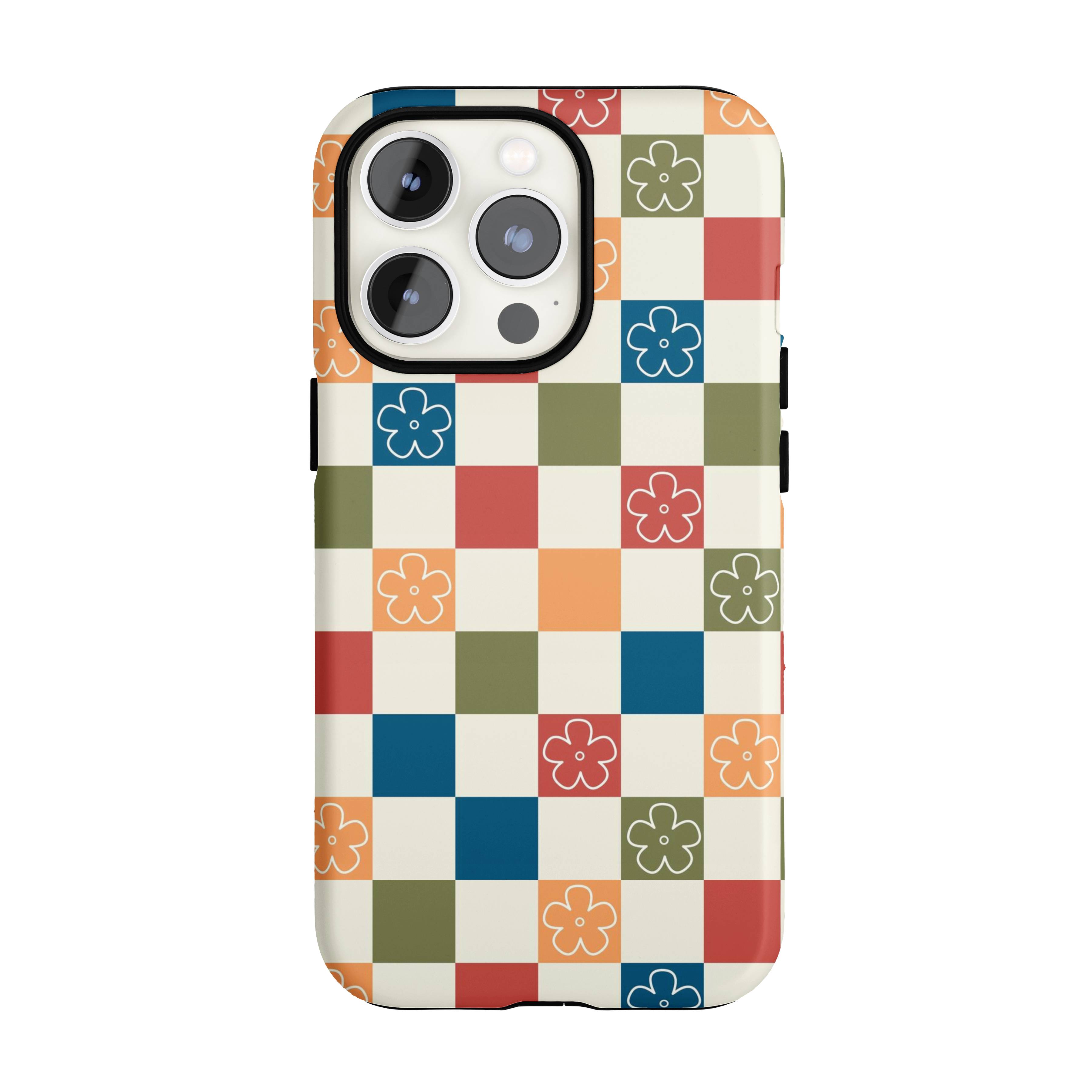 Vintage Flowers Checkered iPhone Case