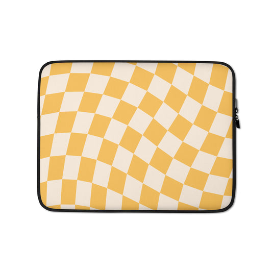 Yellow Wavy Checkered Macbook Sleeve 13″