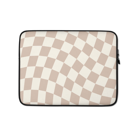 Neutral Wavy Checkered Macbook Sleeve 13″
