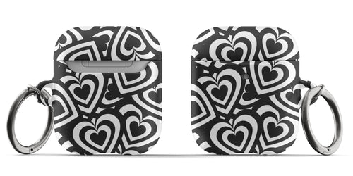 Black and White Hearts Airpods Case